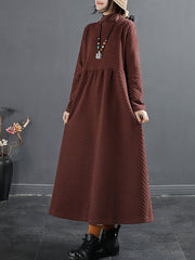 Plus Size Herbst Vintage Dot Jacquard Rollkragenkleid