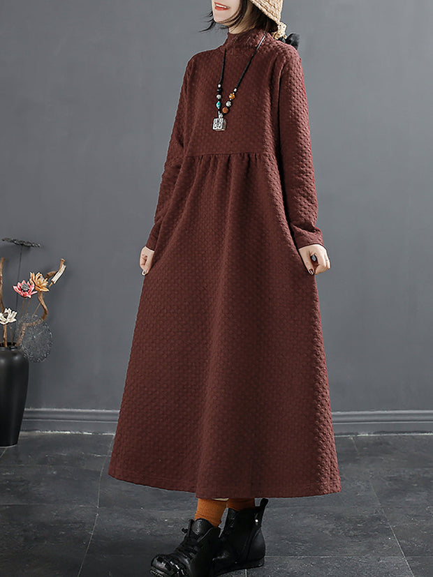 Plus Size Herbst Vintage Dot Jacquard Rollkragenkleid