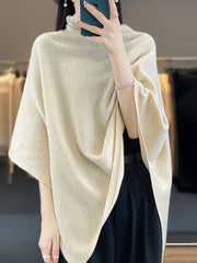 Women Winter Casual Solid Knit Warm Turtleneck Shawl