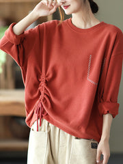 Plus Size Damen-Hemd aus geraffter Baumwolle mit lässigen Nähten