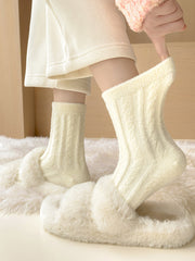 5 Pairs Women Winter Solid Fleece Socks