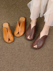 Women Genuine Leather Solide Casual Soft Slippers