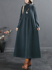 Plus Size Herbst Vintage Dot Jacquard Rollkragenkleid