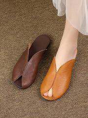 Women Genuine Leather Solide Casual Soft Slippers