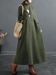 Plus Size Herbst Vintage Dot Jacquard Rollkragenkleid
