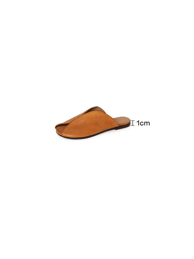 Women Genuine Leather Solide Casual Soft Slippers