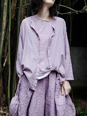 Women Vintage Summer Solid Thin Button Vest/Shirt/Pants