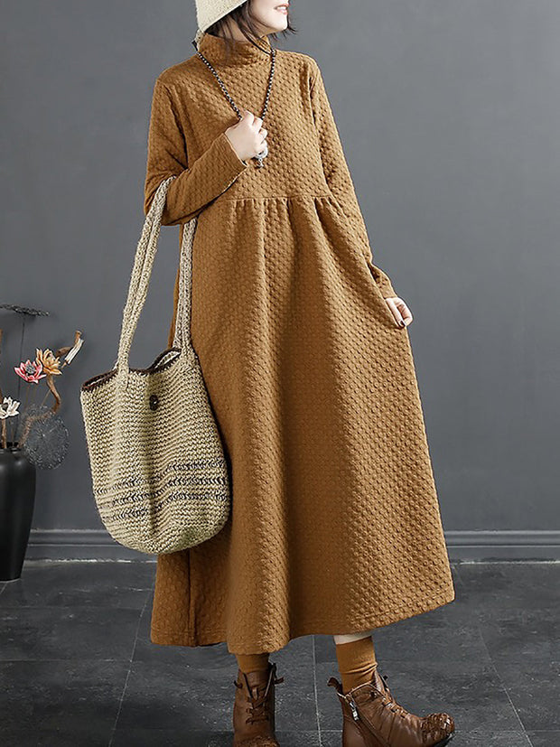 Plus Size Herbst Vintage Dot Jacquard Rollkragenkleid