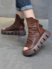 Women Fashion Genuine Leather Peep-toe Shoes