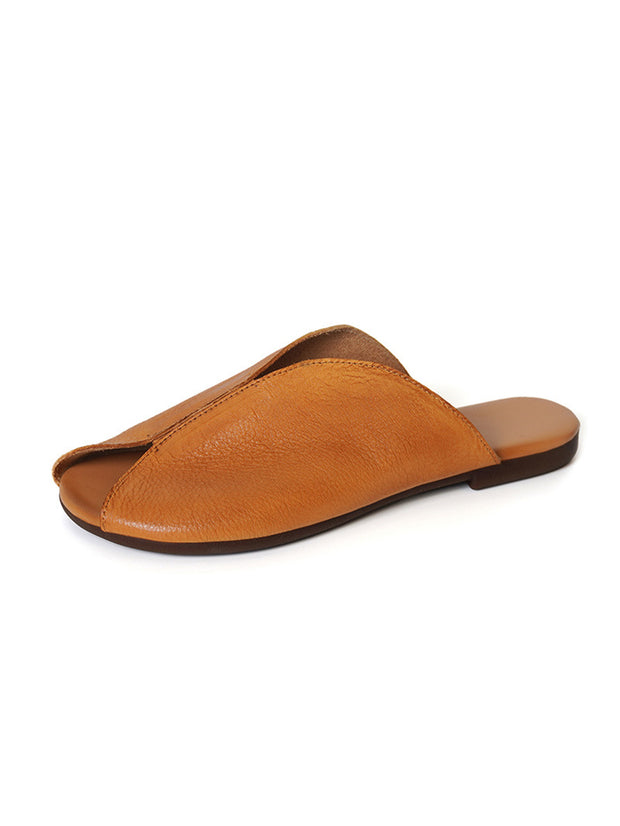 Women Genuine Leather Solide Casual Soft Slippers