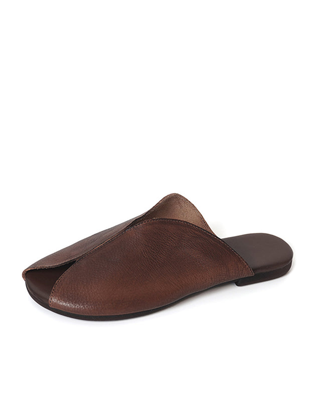 Women Genuine Leather Solide Casual Soft Slippers