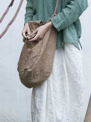 Vintage Solid Large Capacity Cotton Linen Shoulder Bag