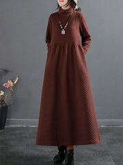 Plus Size Herbst Vintage Dot Jacquard Rollkragenkleid