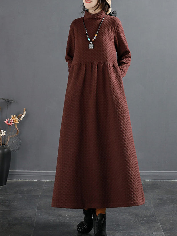 Plus Size Herbst Vintage Dot Jacquard Rollkragenkleid