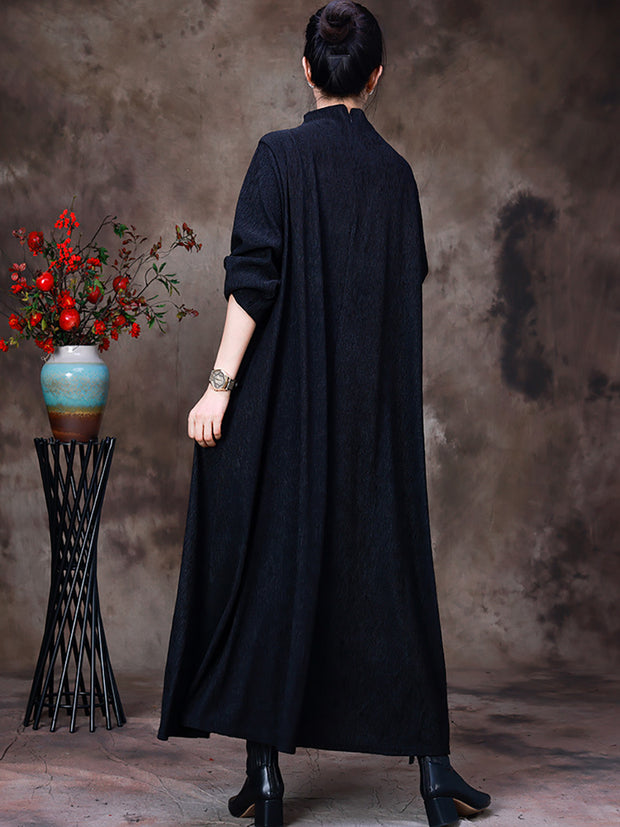 Women Autumn Colorblock Knee-Length Dress