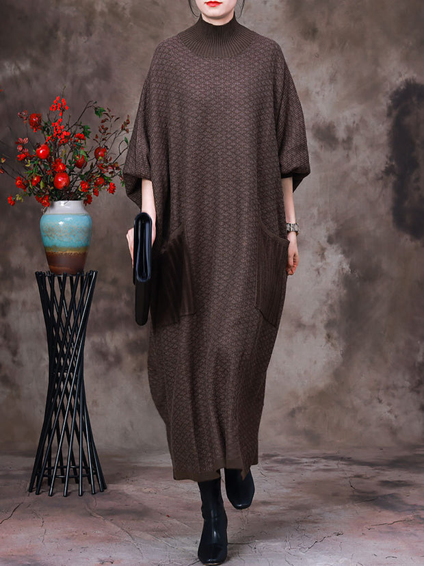Women Wool Solid Loose Dress