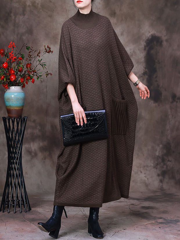 Women Wool Solid Loose Dress