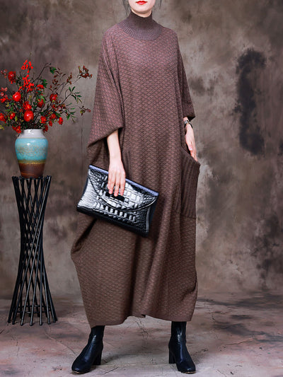 Women Wool Solid Loose Dress