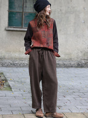 Damen Vintage Herbst-Colorblock-Spleißhemd
