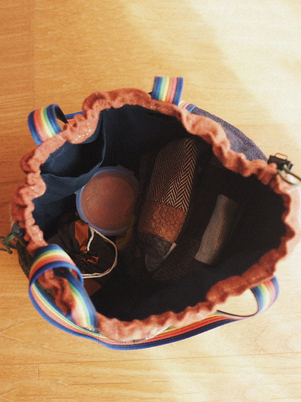 Vintage Multicolor Fleece Patchwork Tote Bag