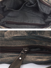 Vintage Colorblock Large Capacity Canvas Shoulder Bag