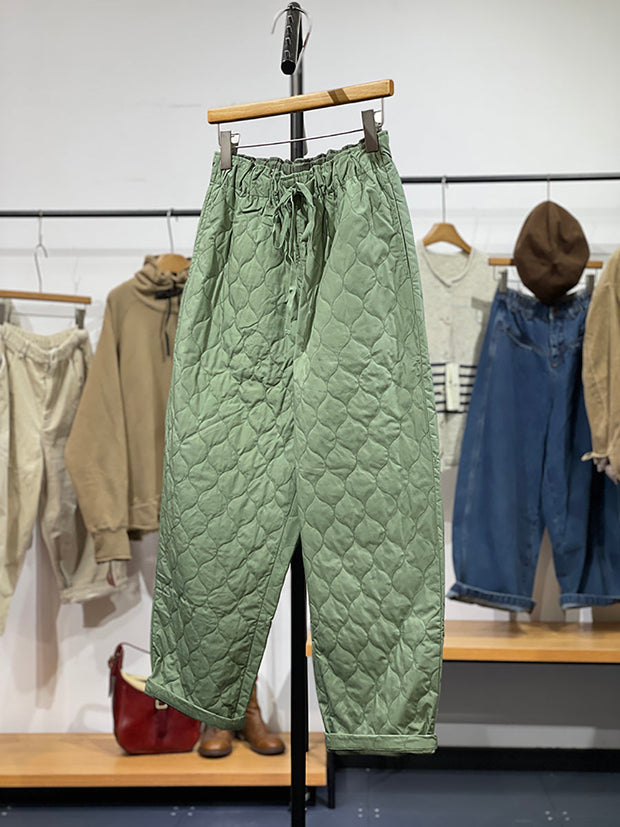 Women Winter Retro Rhomboid Cotton Harem Pants