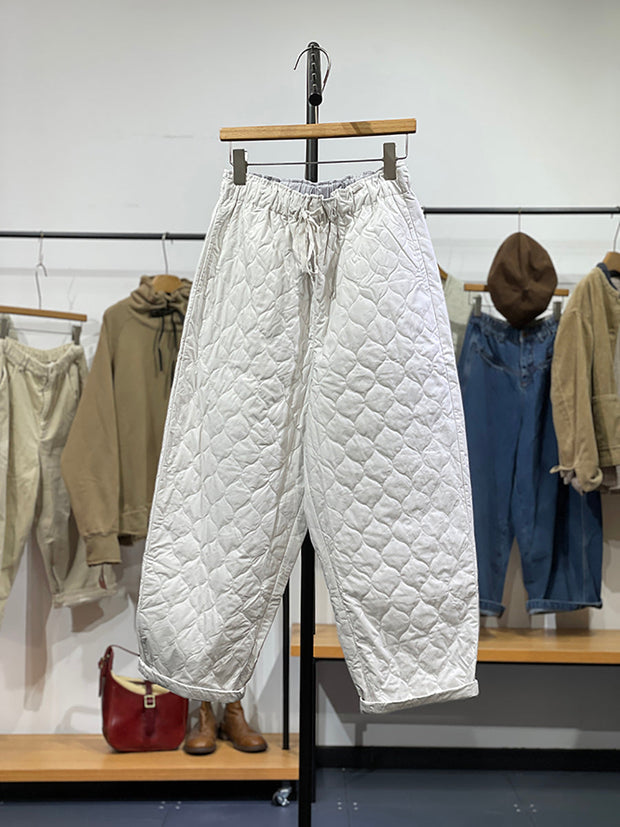 Women Winter Retro Rhomboid Cotton Harem Pants
