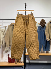 Women Winter Retro Rhomboid Cotton Harem Pants