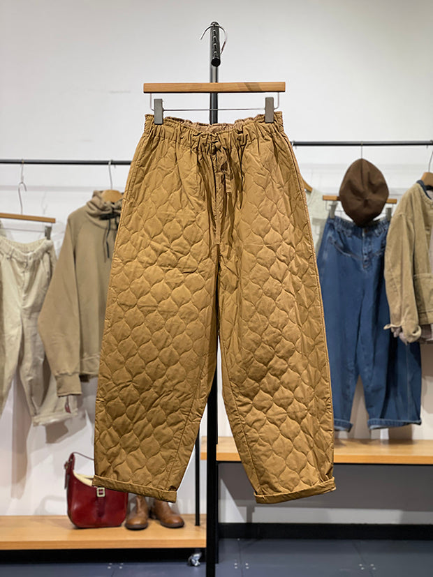 Women Winter Retro Rhomboid Cotton Harem Pants