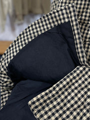 Women Winter Artsy Plaid Cotton Stand Collar Coat