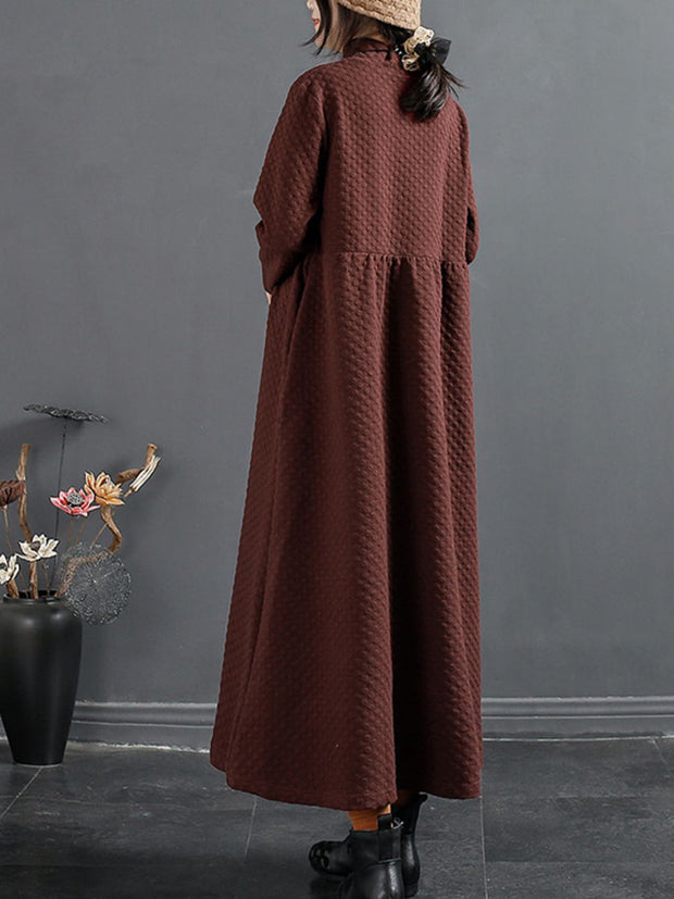 Plus Size Herbst Vintage Dot Jacquard Rollkragenkleid