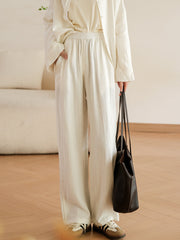 Plus Size Women Vintage Spring Wide-leg Linen Cotton Pants