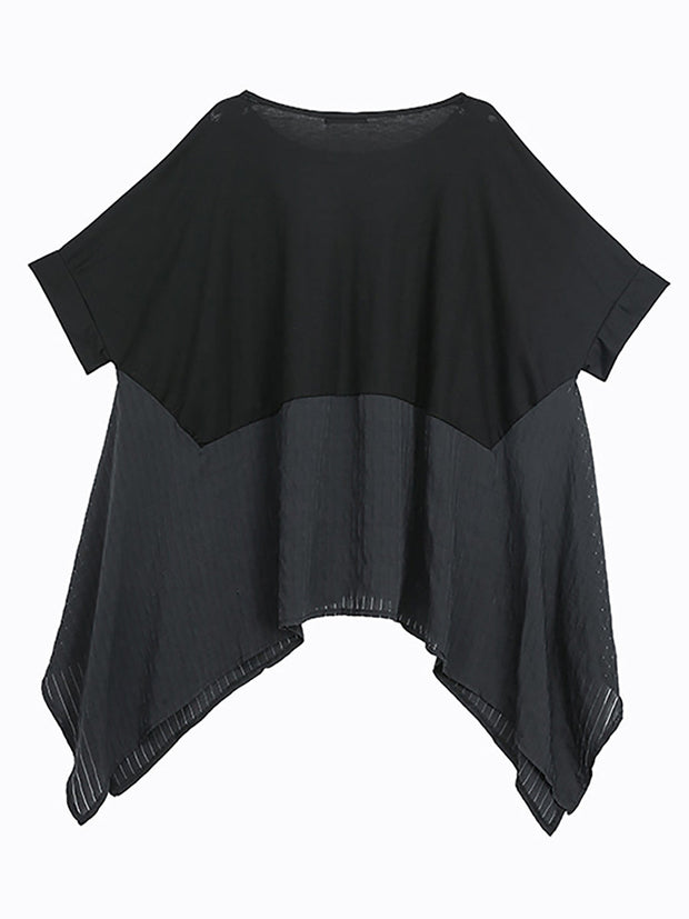 Plus Size - Summer Patchwork Casual Irregular T-shirt