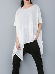 Plus Size - Summer Patchwork Casual Irregular T-shirt