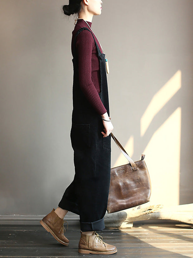 Plus Size Vintage Women Corduroy Loose Overall