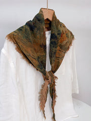 Women Vintage Flower Print Tassel Triangle Scarf
