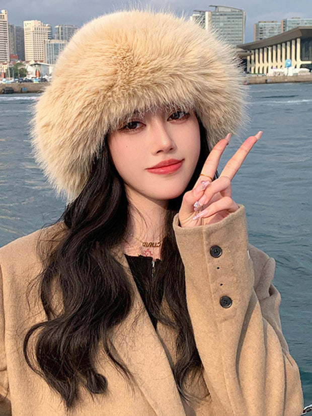 Women Fashion Plush Warm Windproof Hat