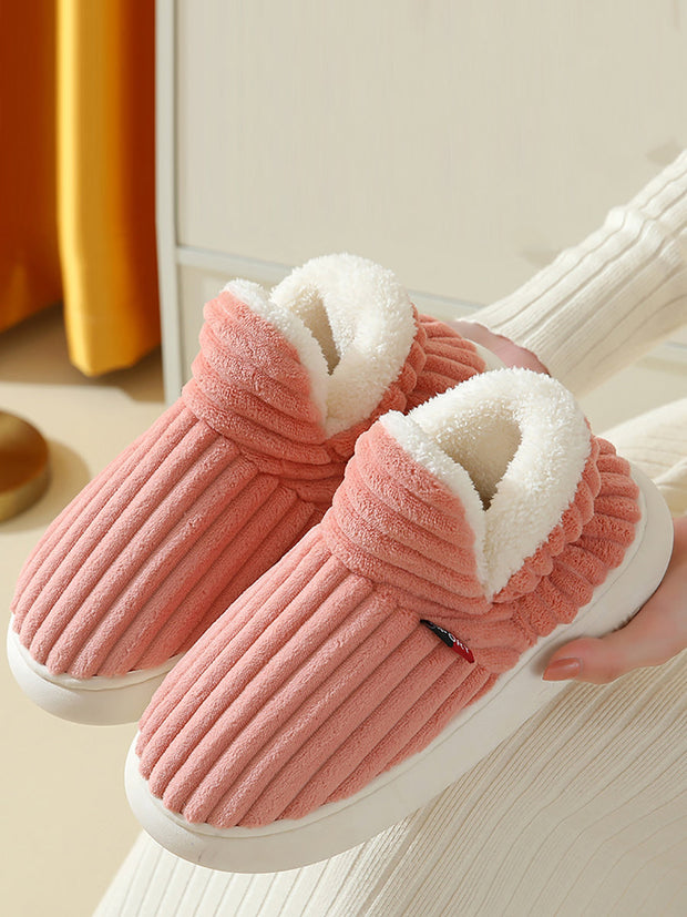 Couple Solid Fleece Warm Winter Indoor Shoes