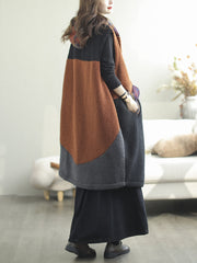 Women Autumn Casual Colorblock Hooded Vest Coat