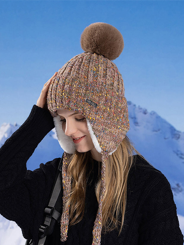 Women Winter Colorful Knitted Hair Ball Hat