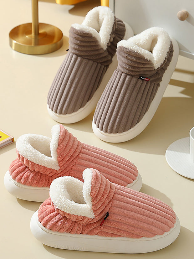 Couple Solid Fleece Warm Winter Indoor Shoes