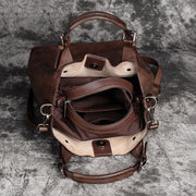 Vintage Solid Genuine Leather Handbag For Women