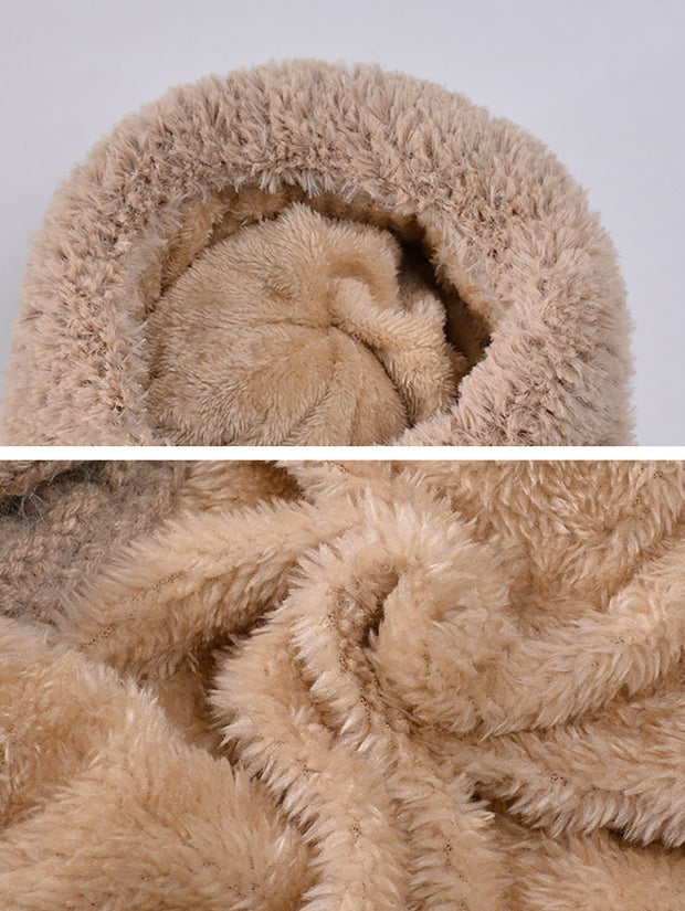 Winter Women Windproof Fleece Knitted Scarf Hat