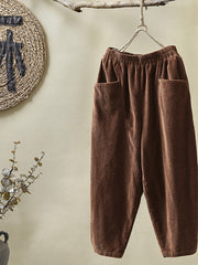 Elastic Waist Corduroy Cotton Handmade Pants