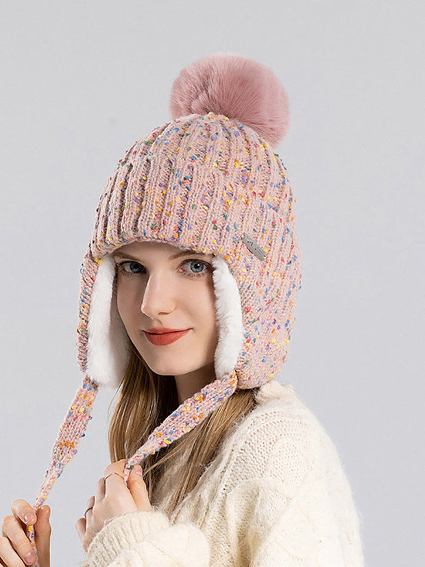 Women Winter Colorful Knitted Hair Ball Hat