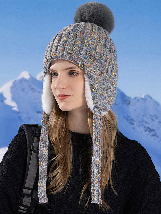 Women Winter Colorful Knitted Hair Ball Hat