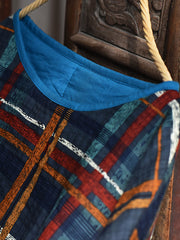 Women Winter Ethnic Floral Plaid Padded Coat
