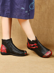 Women Retro Winter Leather Spliced Ankle Boots