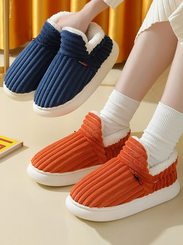 Couple Solid Fleece Warm Winter Indoor Shoes