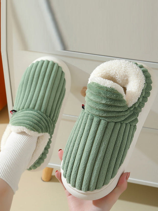 Couple Solid Fleece Warm Winter Indoor Shoes